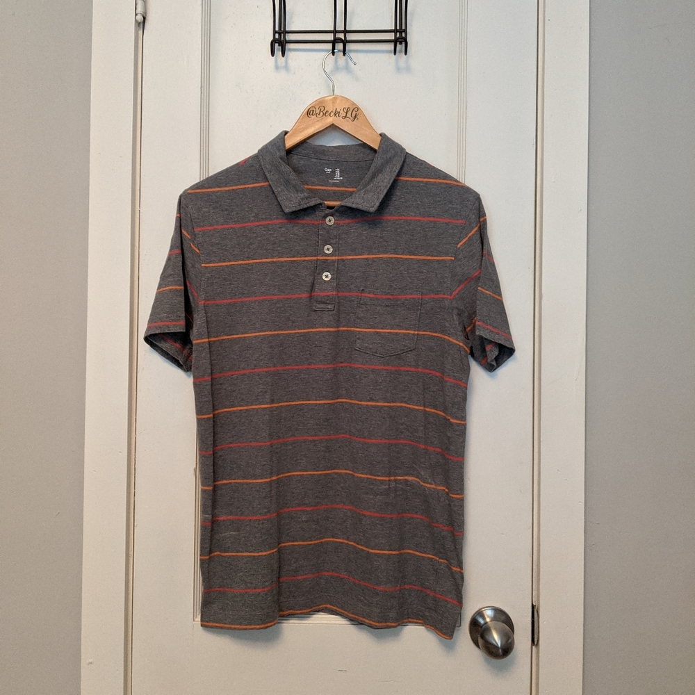 GAP Gray Striped Men's Polo Shirt